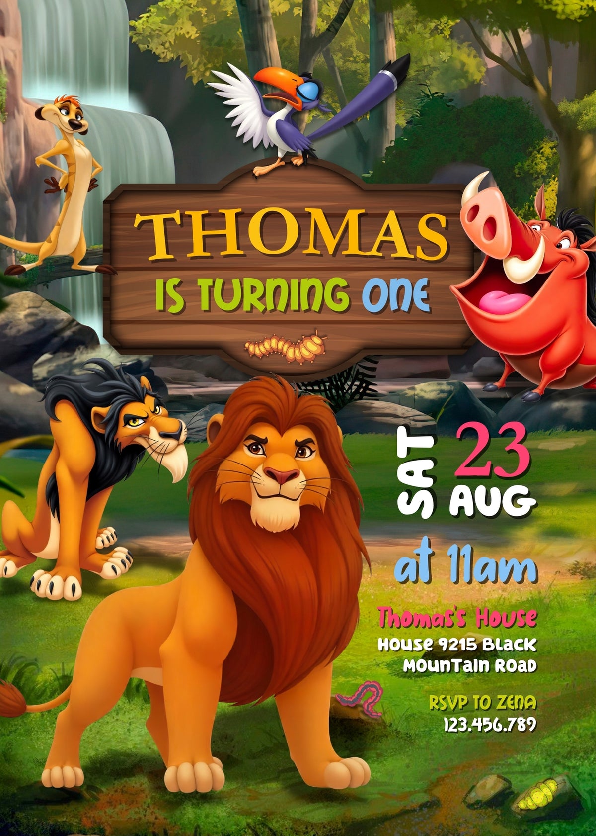Lion King Simba customizable invitation template | Share or Print | GD498