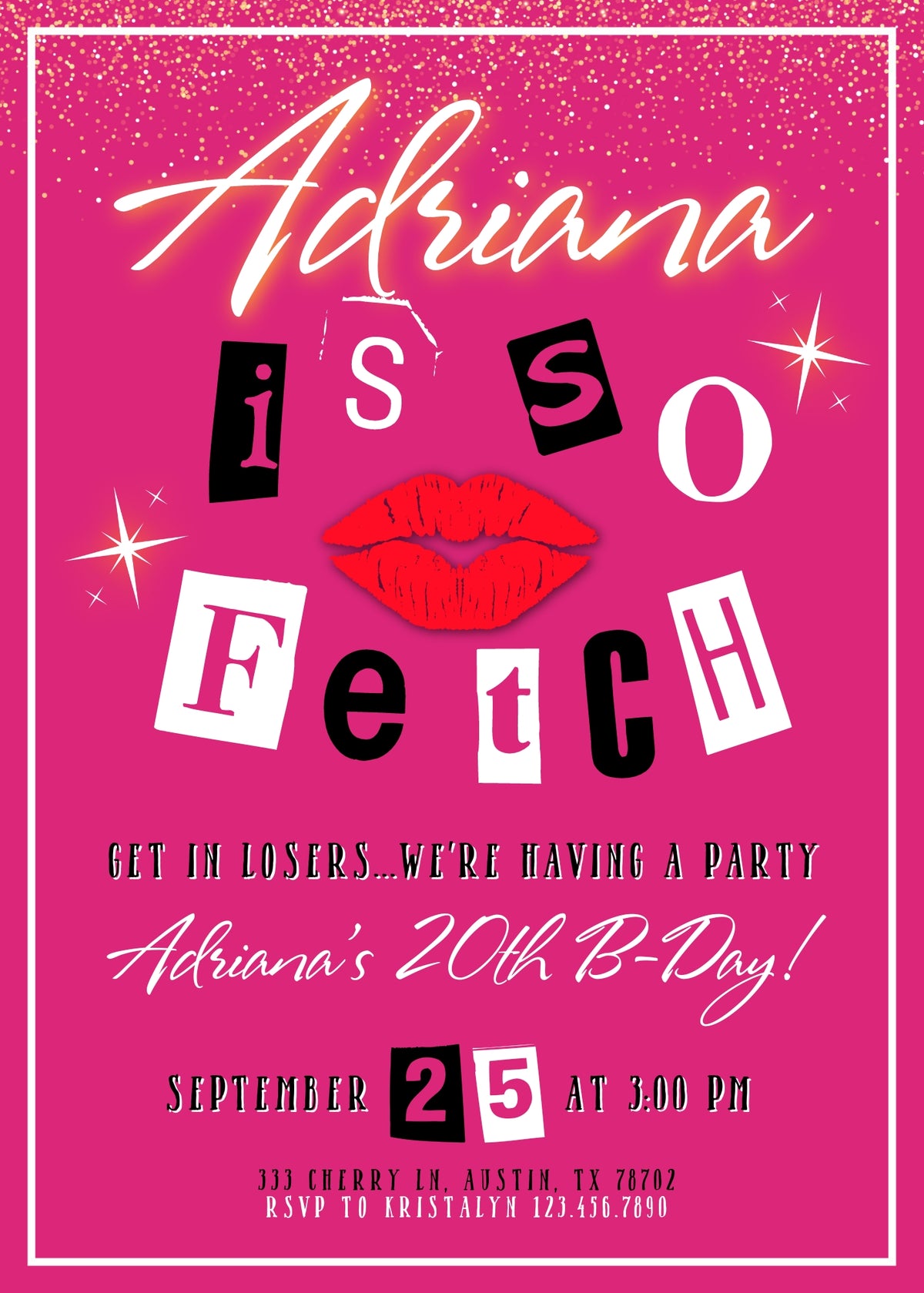 Mean Girls customizable invitation template | Share or Print | girl | NV051