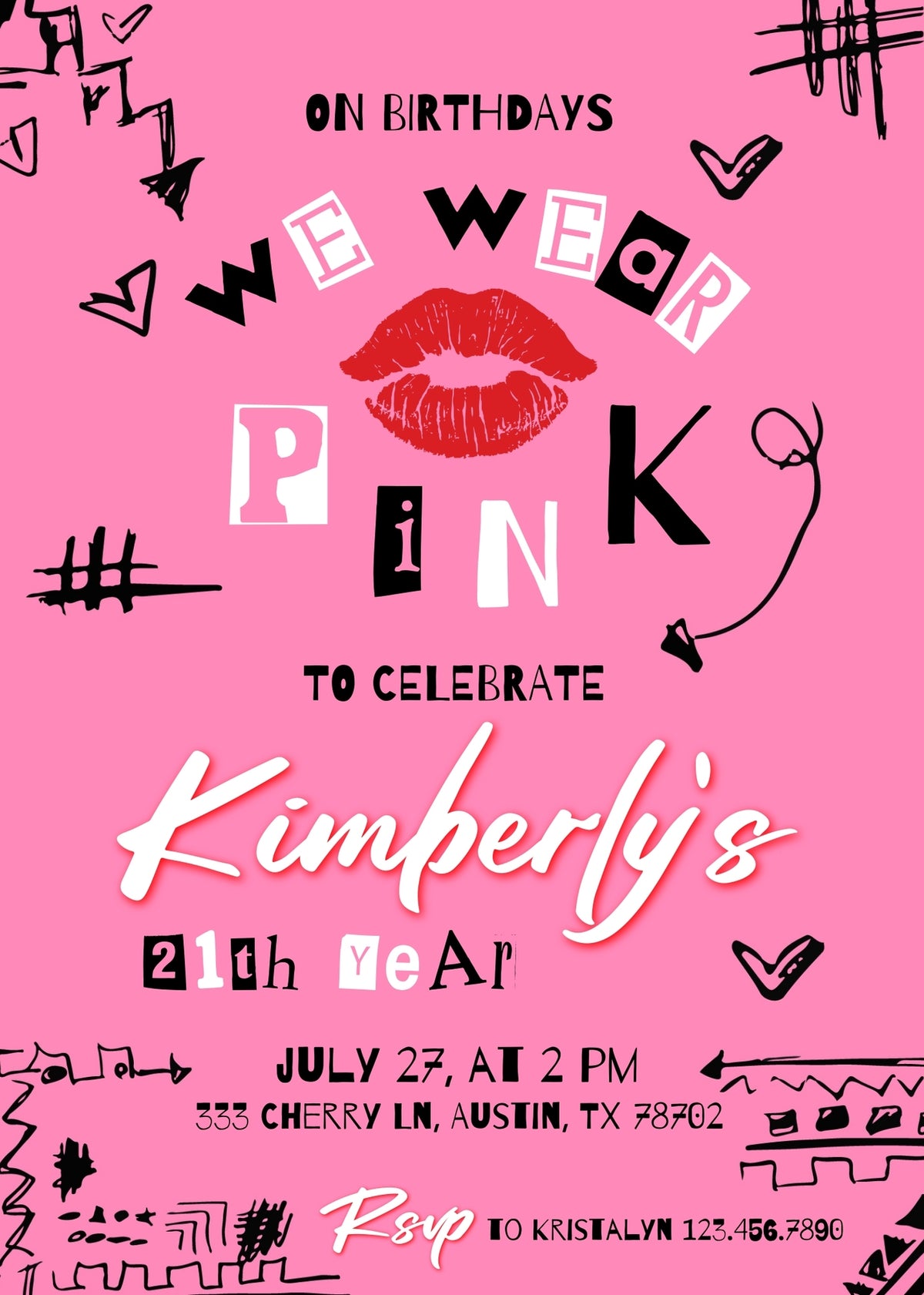 Mean Girls customizable invitation template | Share or Print | girl | TT067