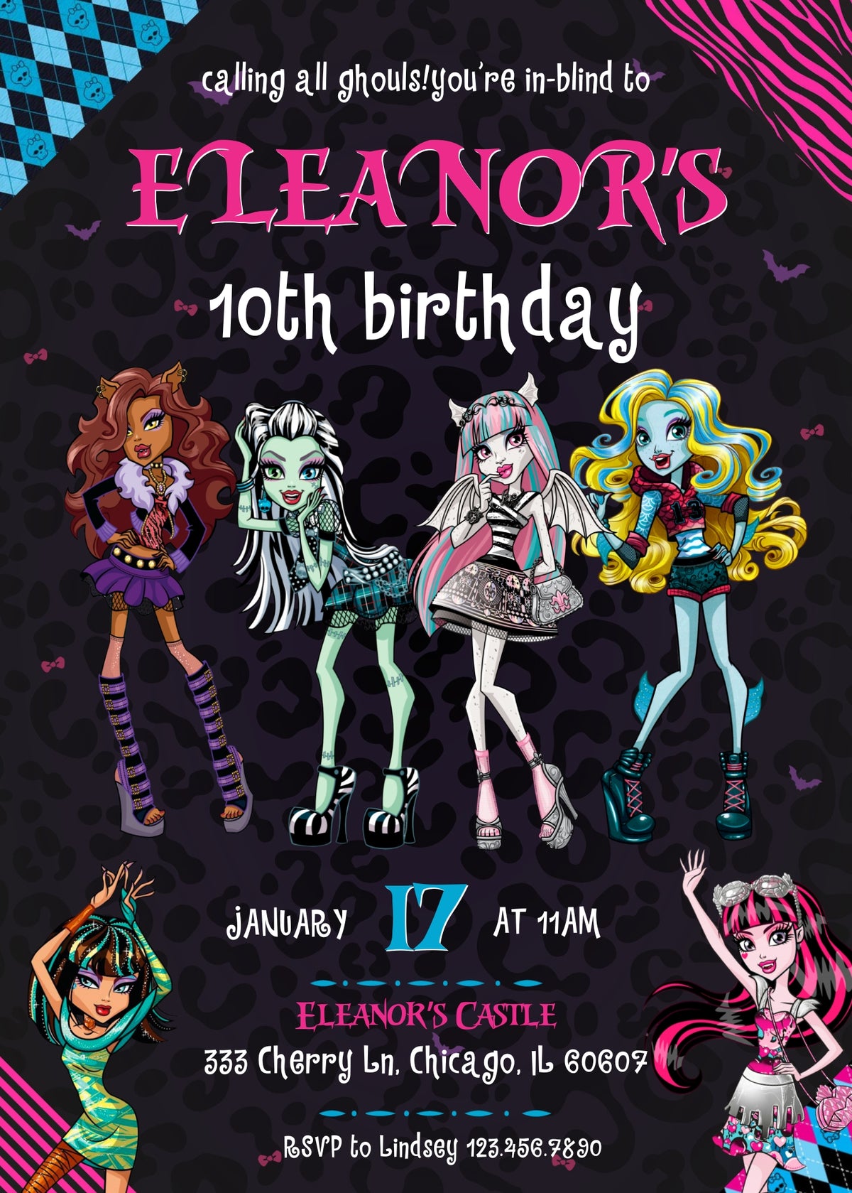 Monster High customizable invitation template | Share or Print | girl | WC748