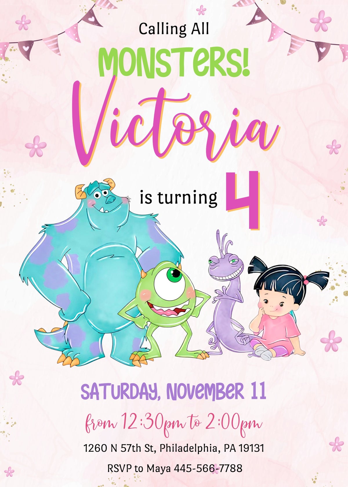 Monsters, Inc. customizable invitation template | Share or Print | HF454