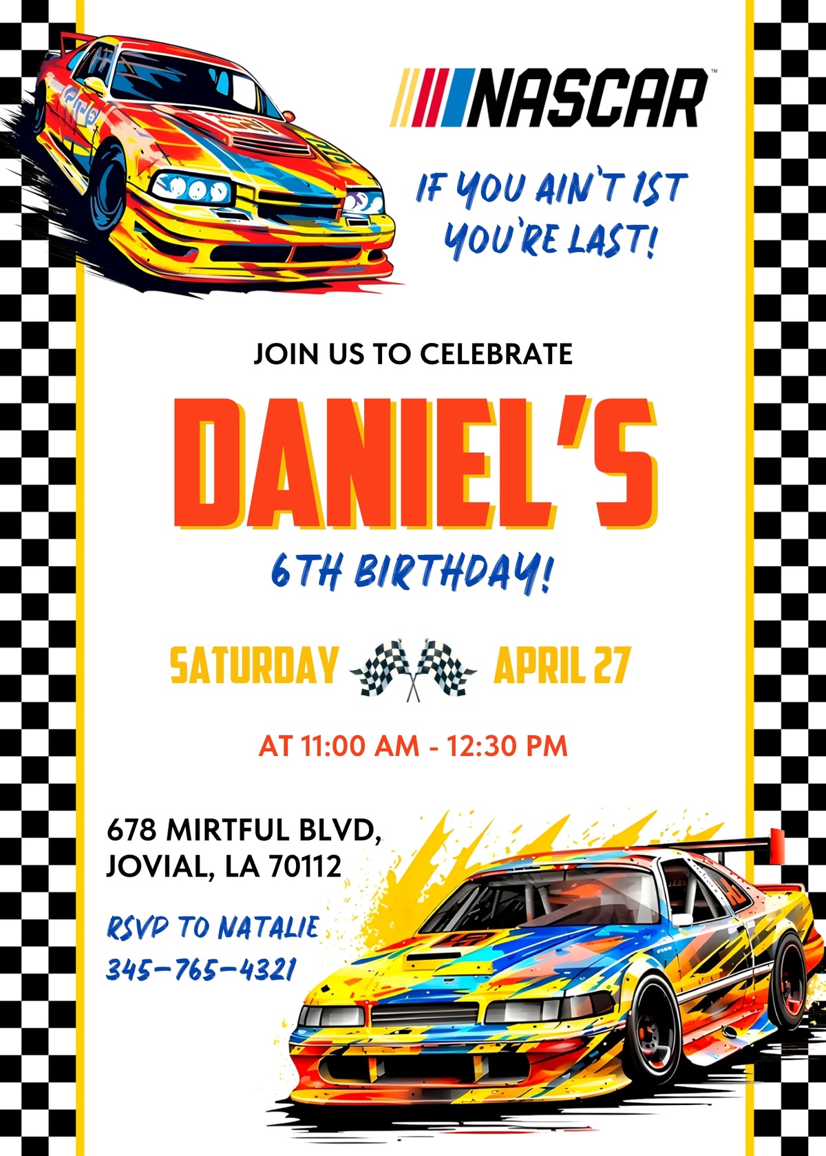 Nascar Racing Ricky Bobby customizable invitation template | Share or Print | boy | LW287