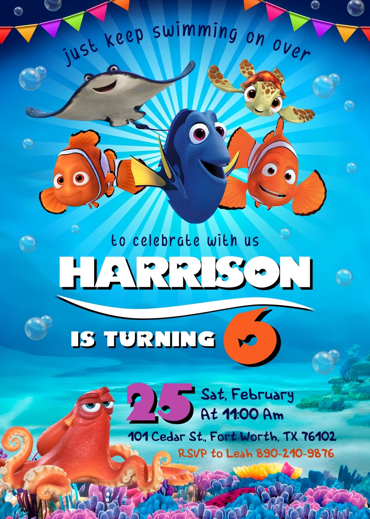 Finding Nemo customizable invitation template | Share or Print | KI747