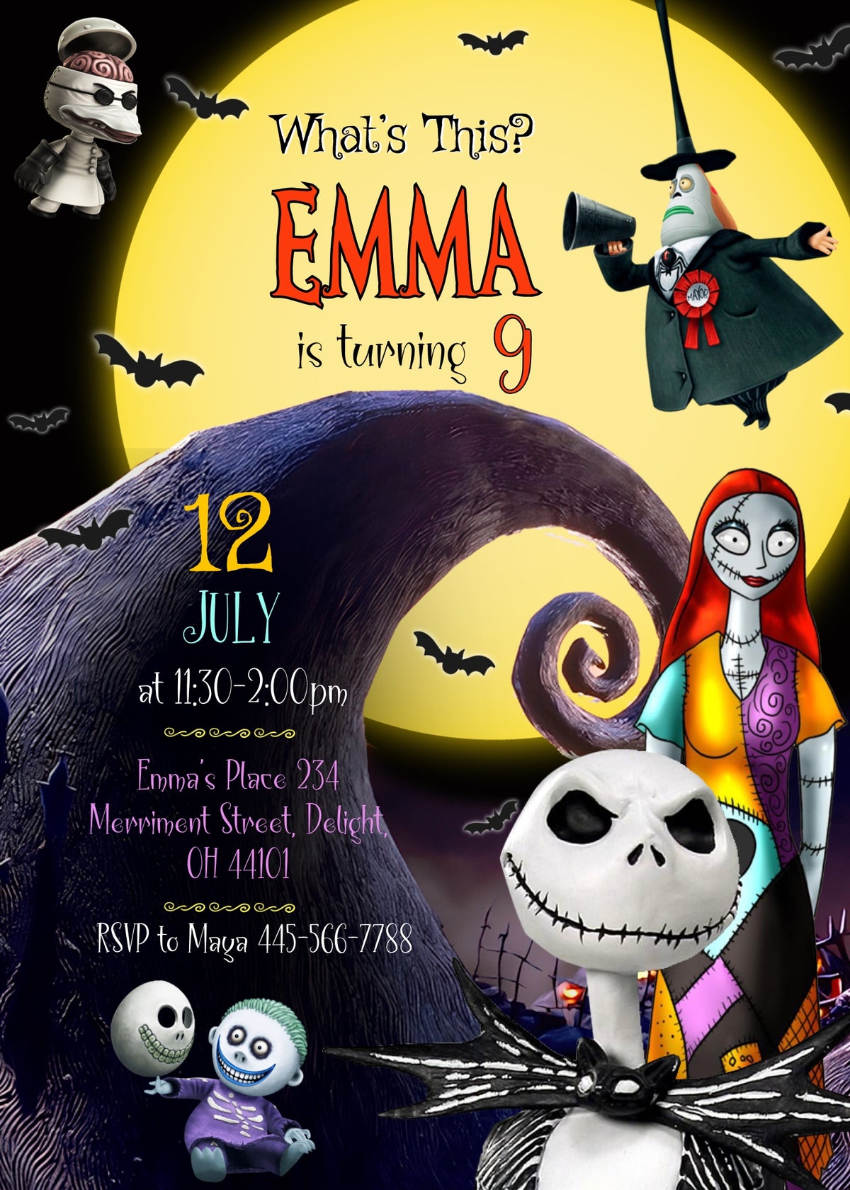 The Nightmare Before Christmas Halloween customizable invitation template | Share or Print | AW893