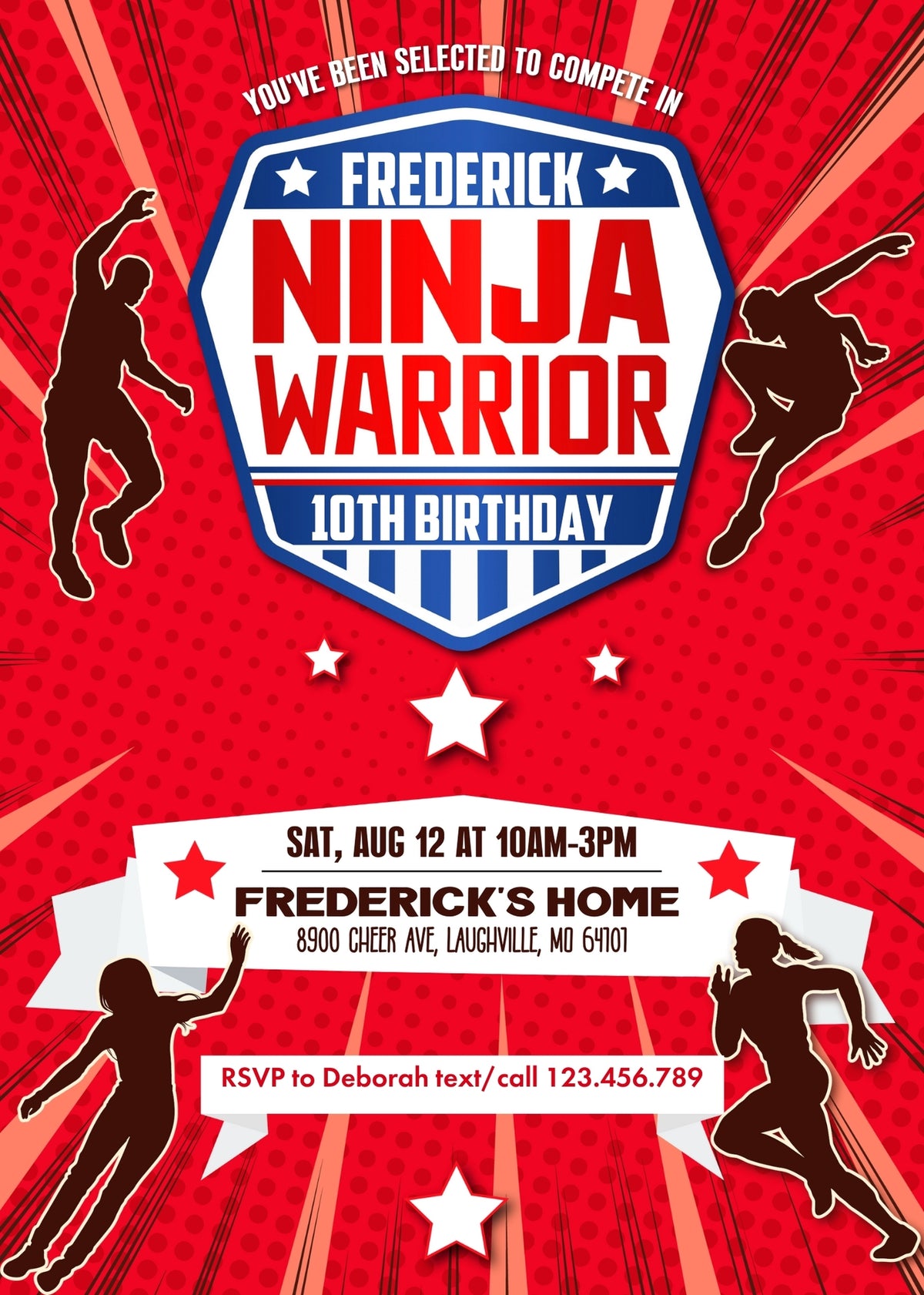 American Ninja Warrior customizable invitation template | Share or Print | VV073