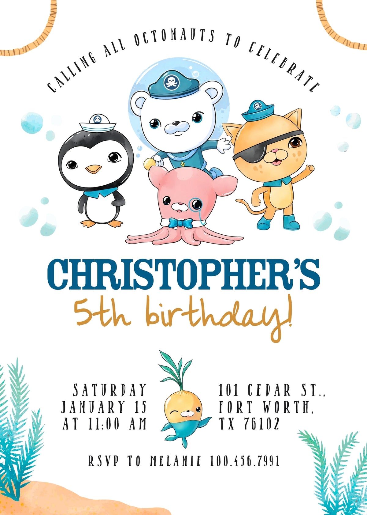 Octonauts customizable invitation template | Share or Print | CA157