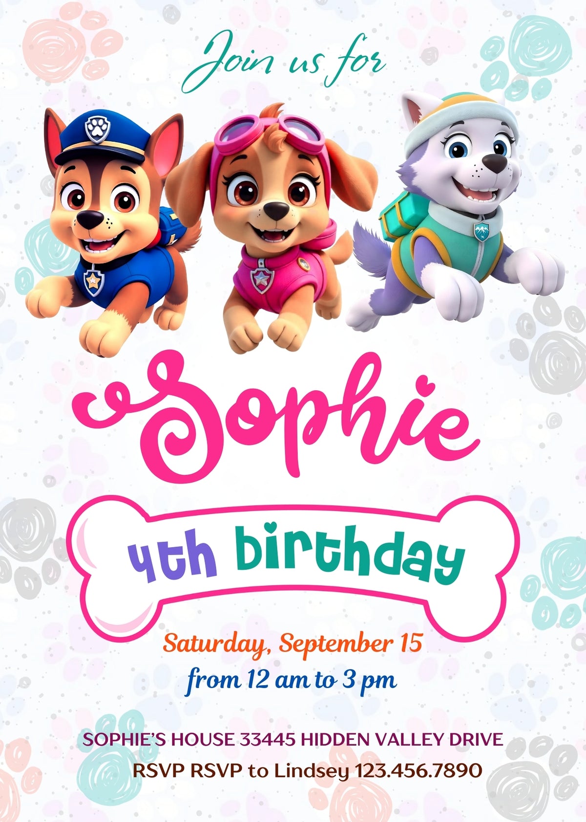 PAW Patrol customizable invitation template | Share or Print | TN154
