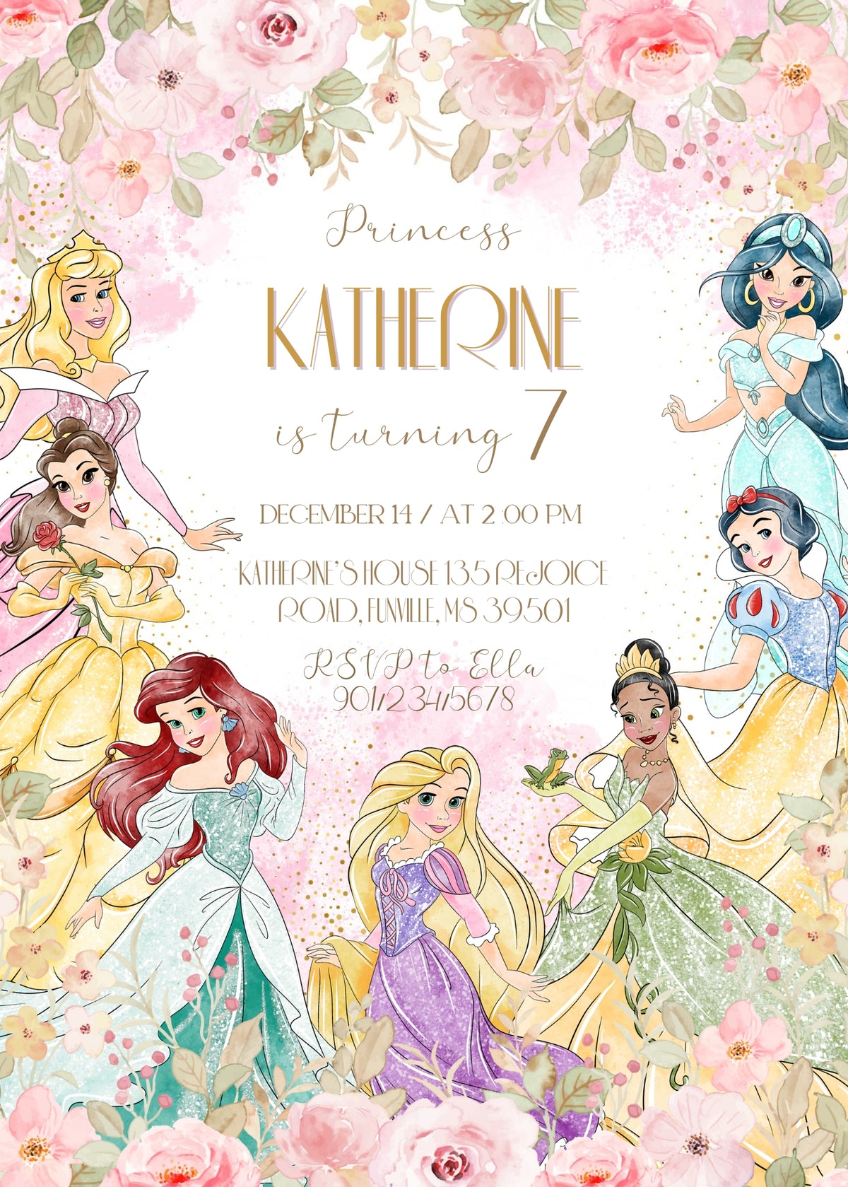 Disney Princess customizable invitation template | Share or Print | girl | IR843