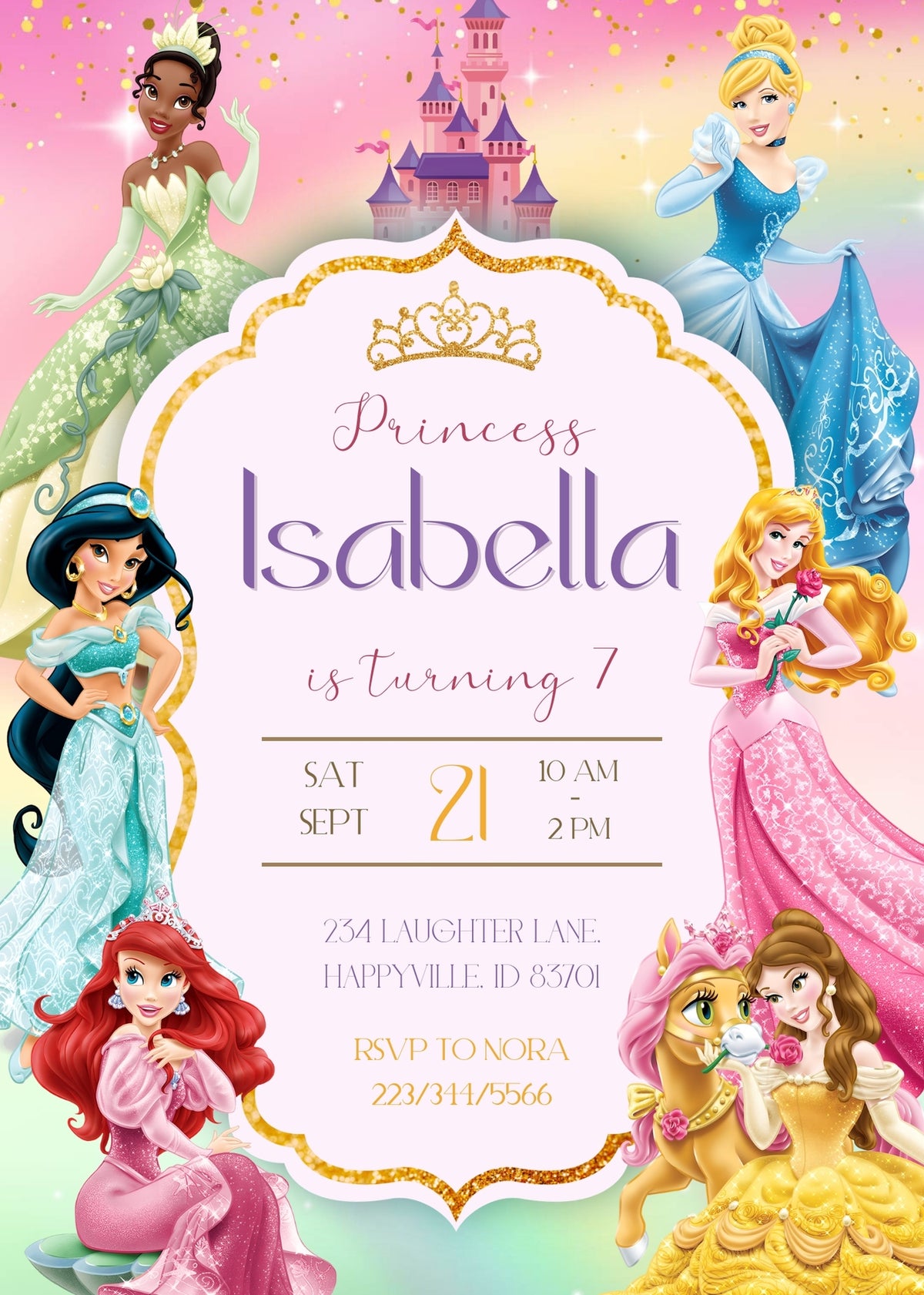 Disney Princess customizable invitation template | Share or Print | girl | JM911