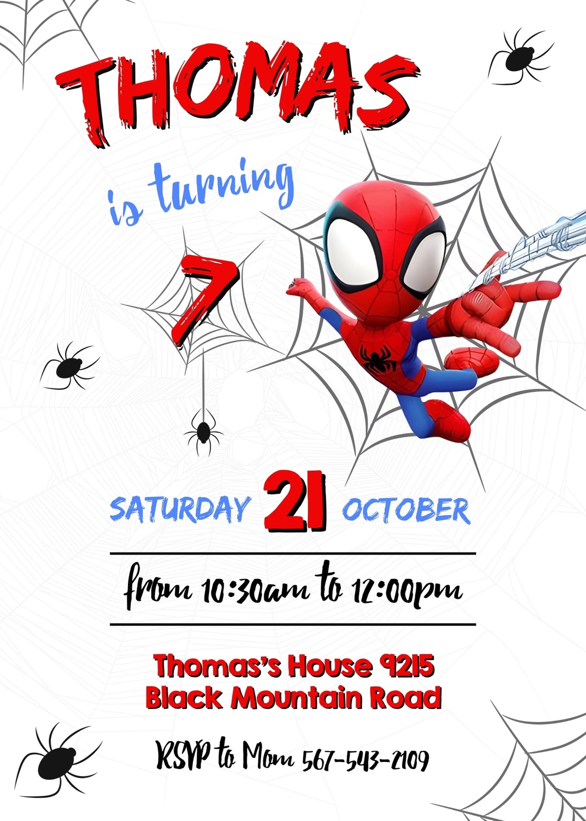 Spidey and His Amazing Friends customizable invitation template | Share or Print | boy | BB334