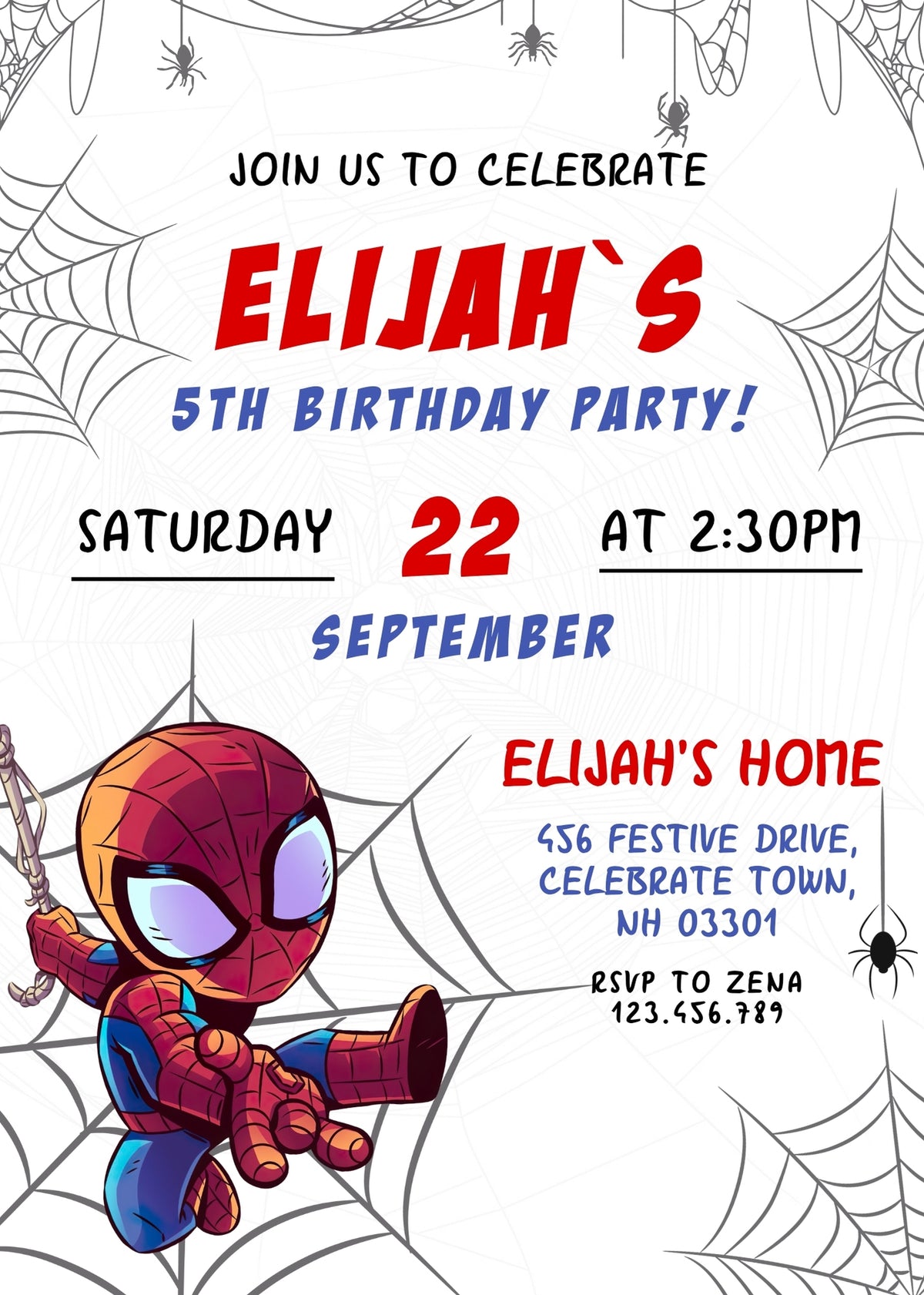 Spidey and His Amazing Friends customizable invitation template | Share or Print | boy | WJ854