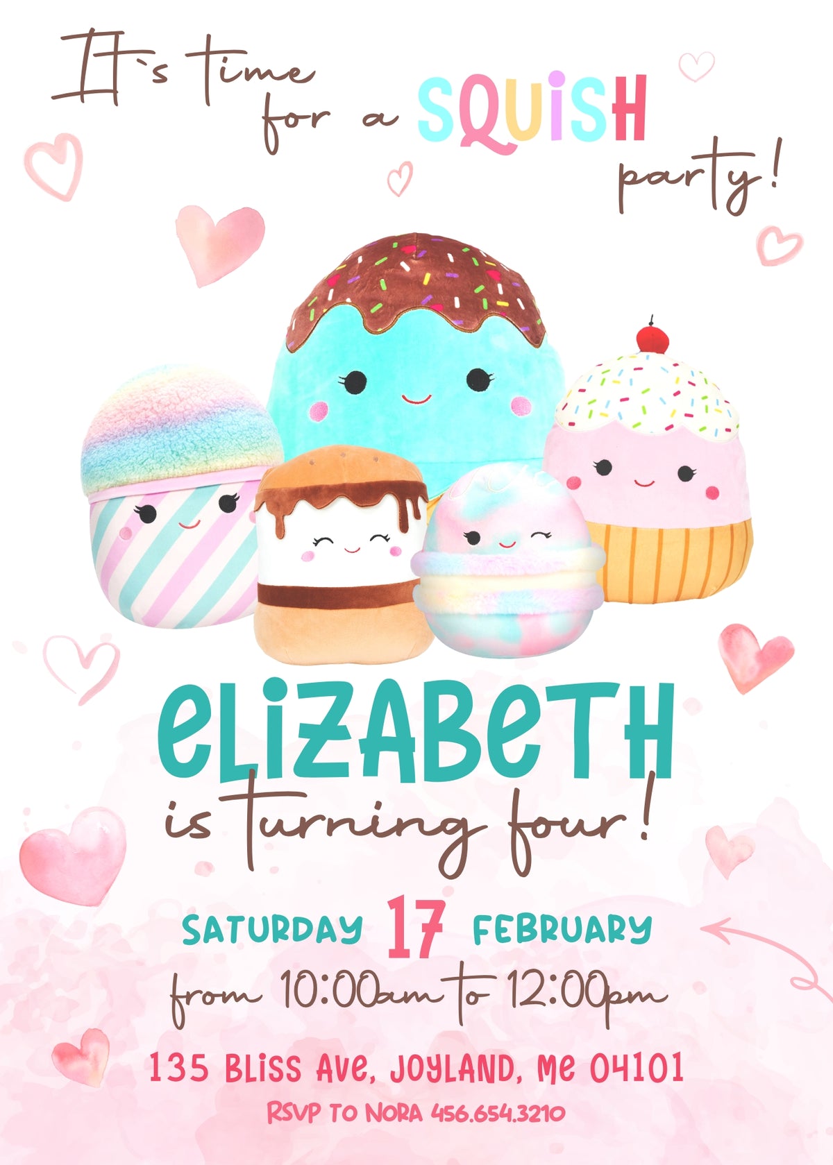 Squishmallows customizable invitation template | Share or Print | UQ383