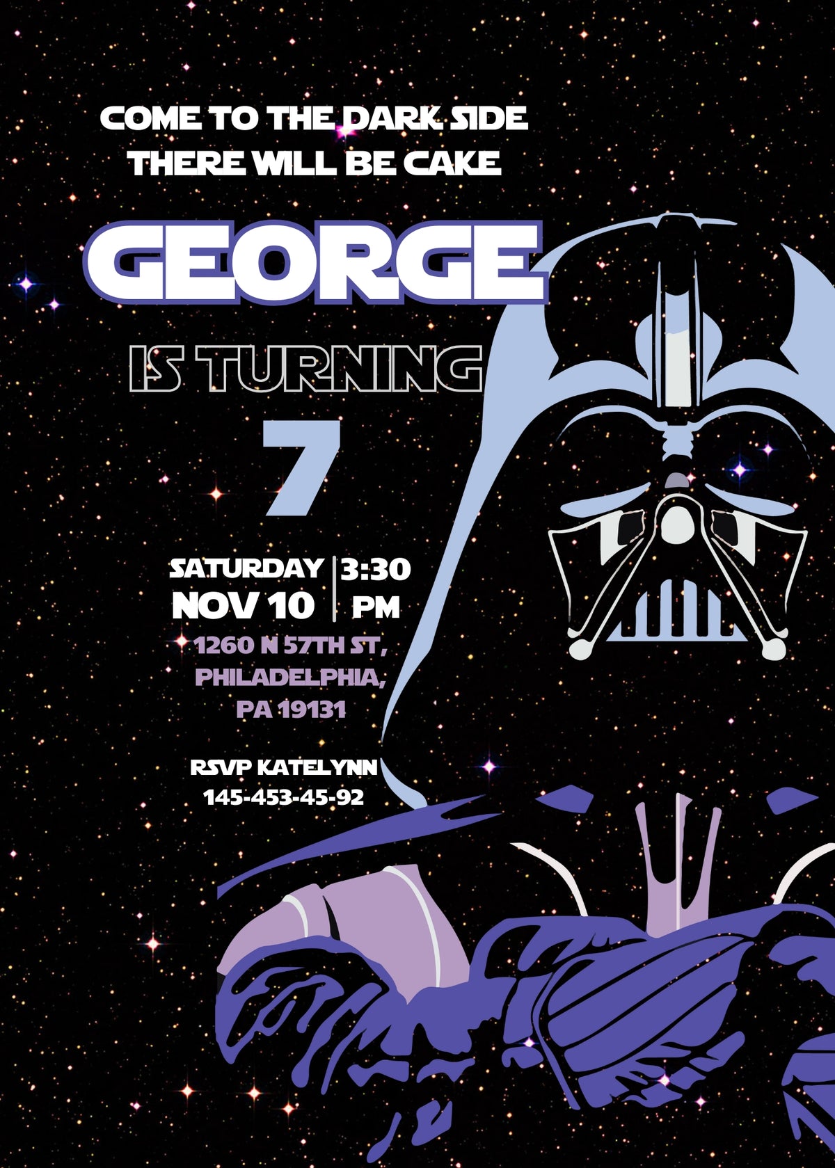 Star Wars Darth Vader customizable invitation template | Share or Print | boy | GB582