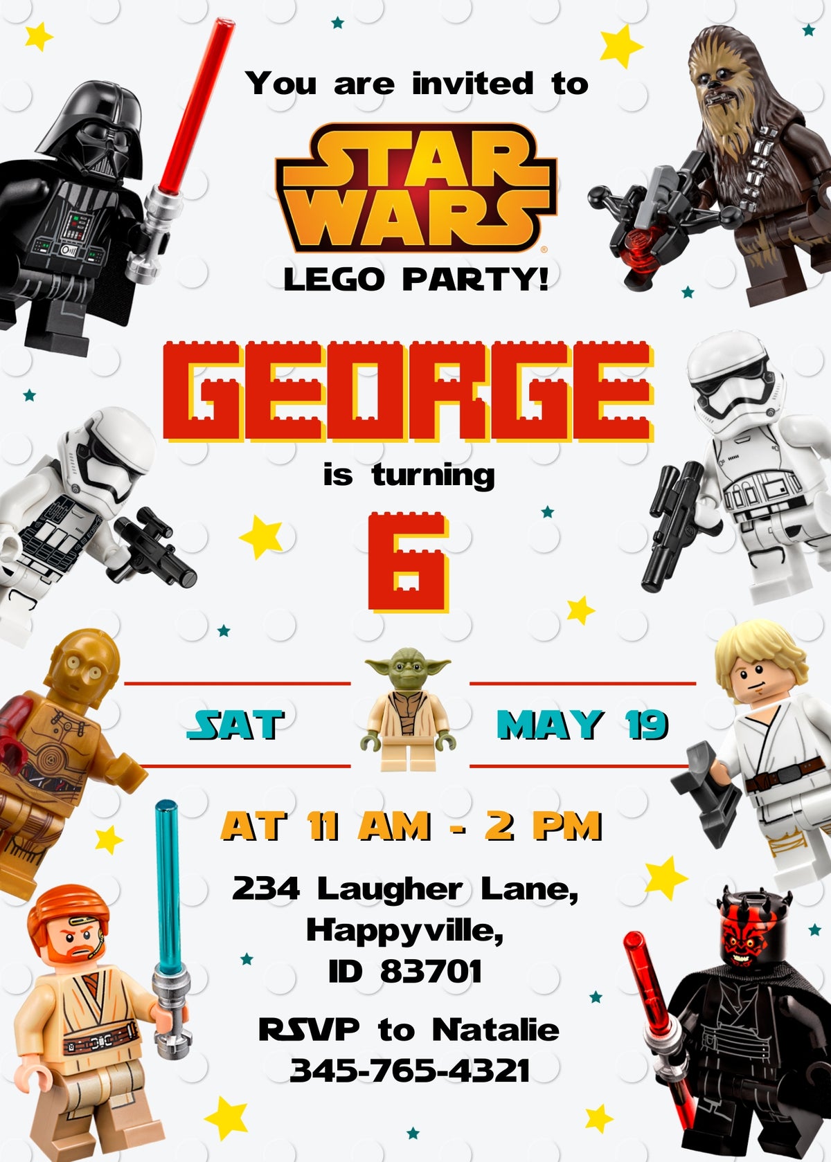 Star Wars Darth Vader Lego Minifigures customizable invitation template | Share or Print | FF821