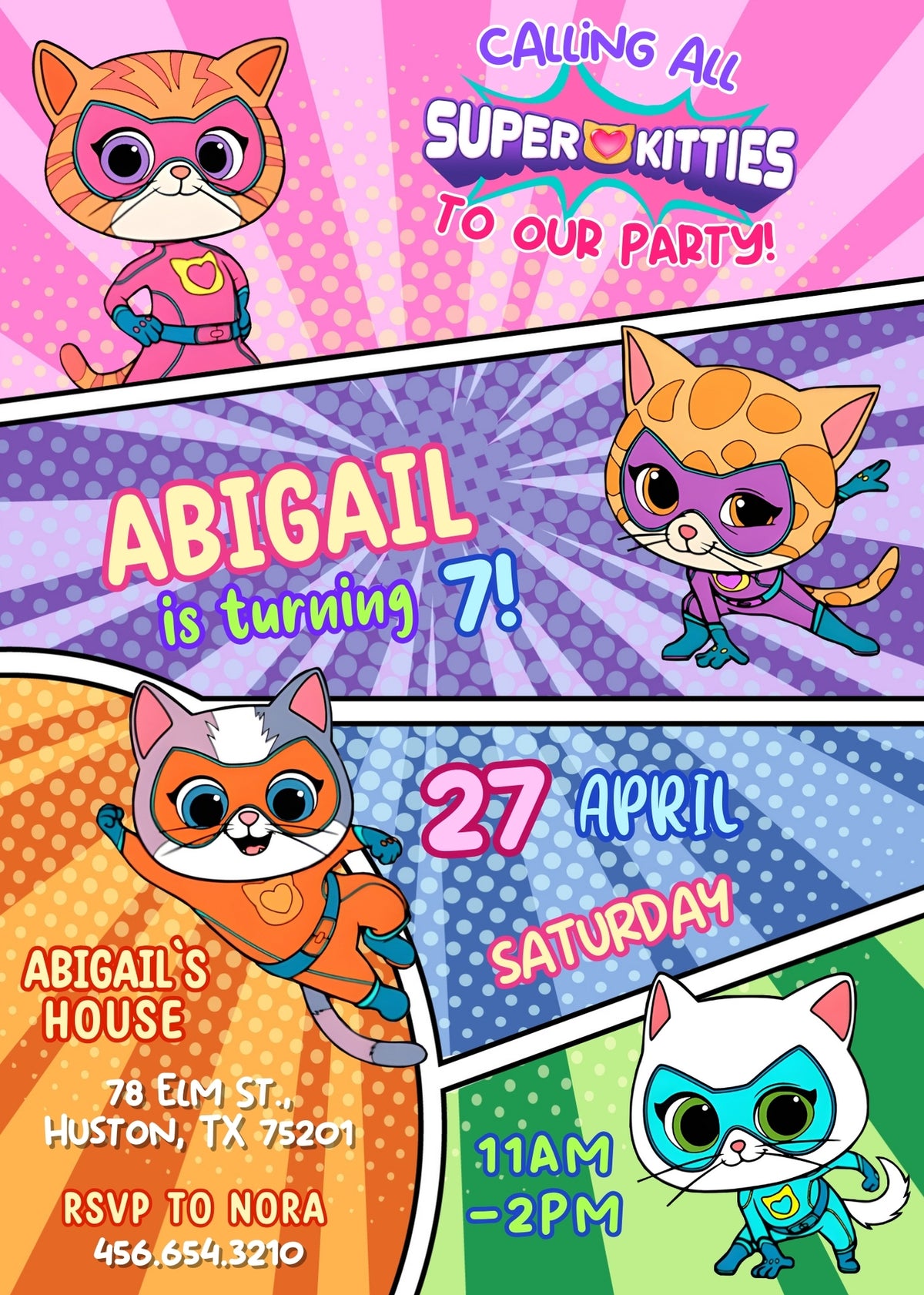 SuperKitties customizable invitation template | Share or Print | WE310