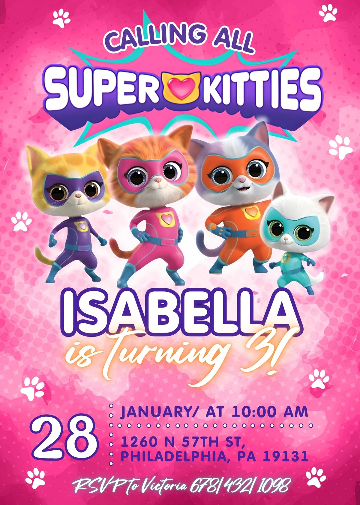 SuperKitties customizable invitation template | Share or Print | DT032