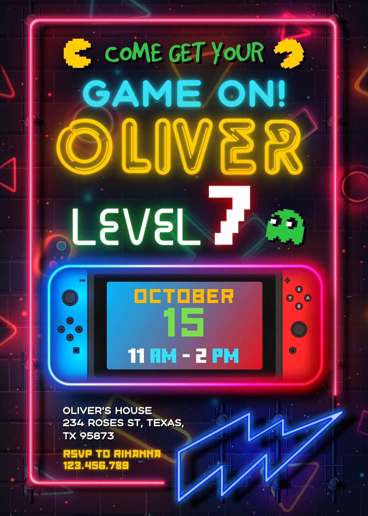 Nintendo Switch Gamer customizable invitation template | Share or Print | FQ912