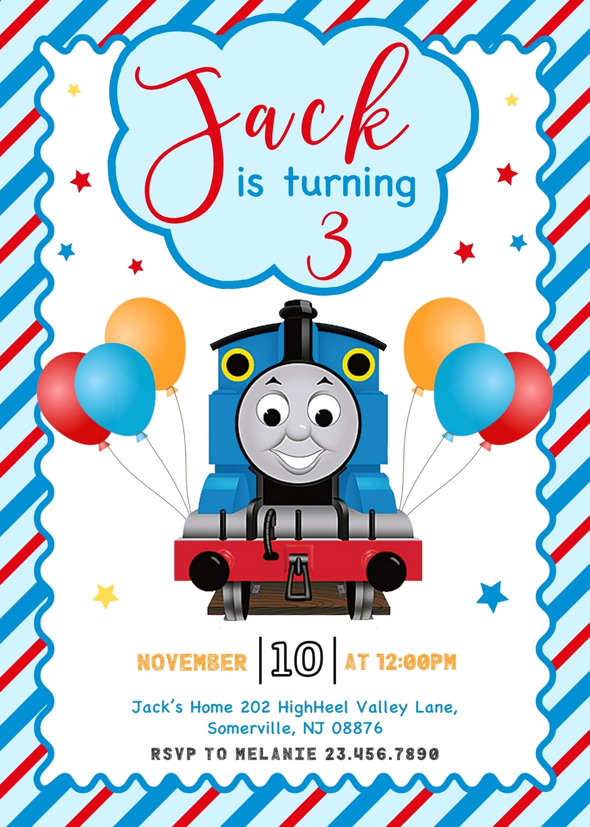 Thomas Train & Friends customizable invitation template | Share or Print | AR762