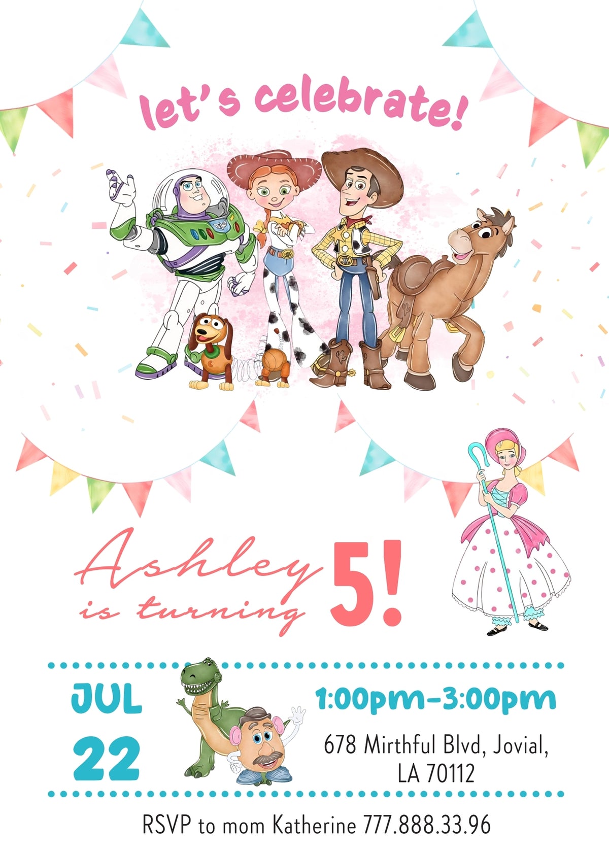Toy Story Woody Buzz Lightyear customizable invitation template | Share or Print | EG886