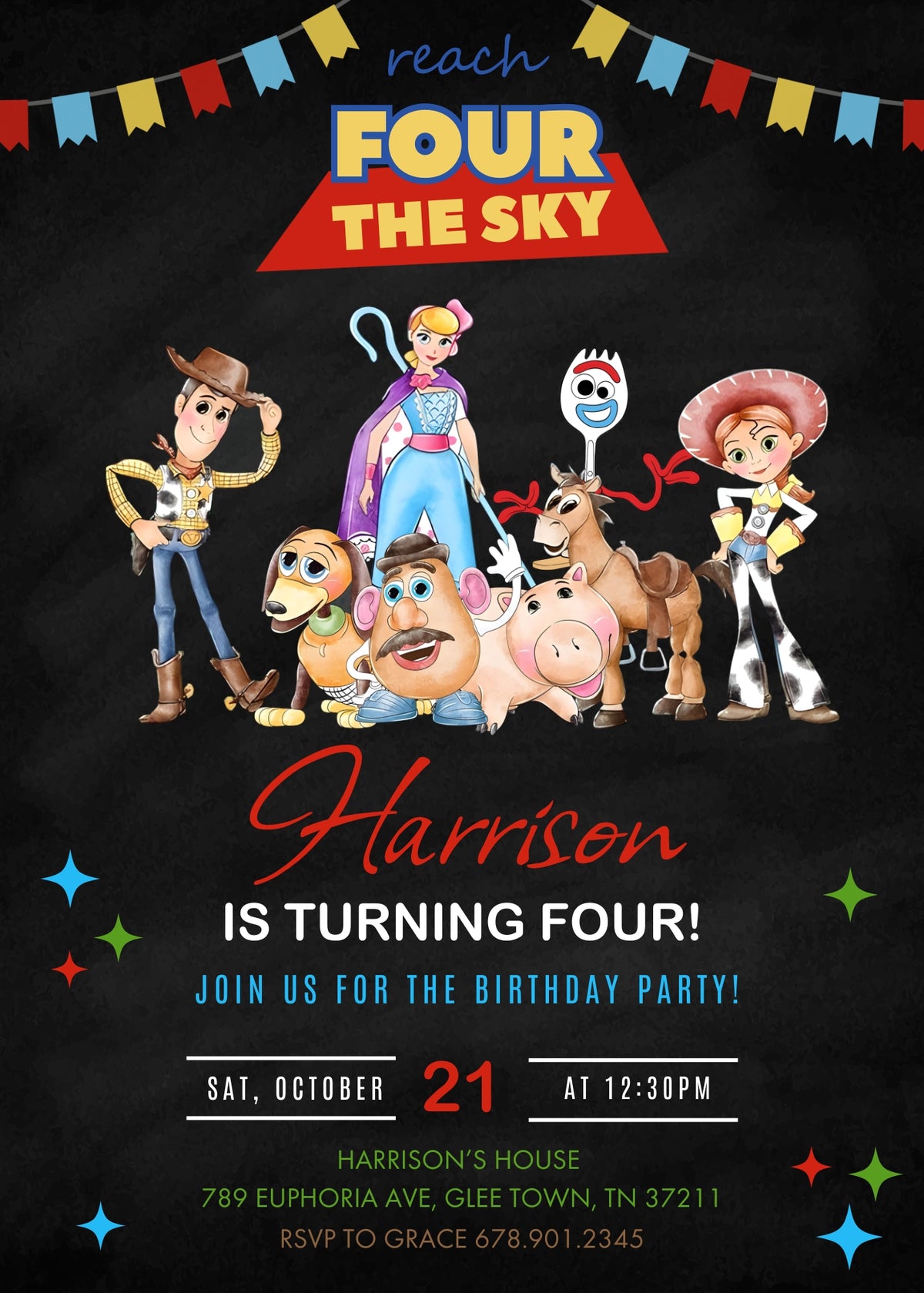 Toy Story Woody Buzz Lightyear customizable invitation template | Share or Print | MX367