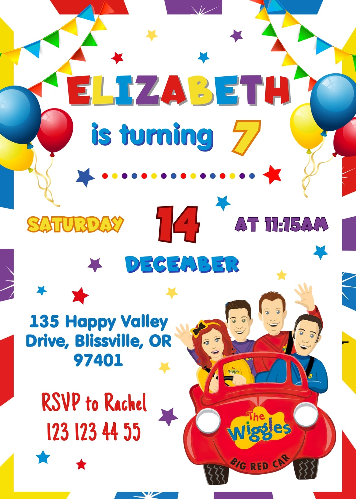 Wiggles One Finger One Thumb customizable invitation template | Share or Print | YT108