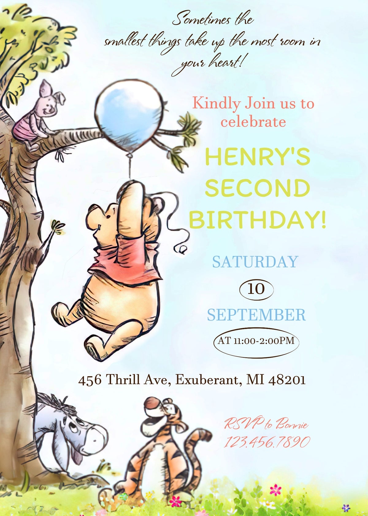 Winnie the Pooh customizable invitation template | Share or Print | KR222
