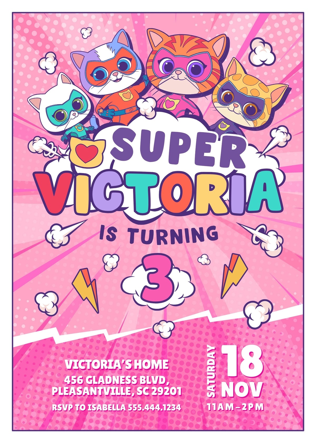 SuperKitties customizable invitation template | Share or Print | | JL303