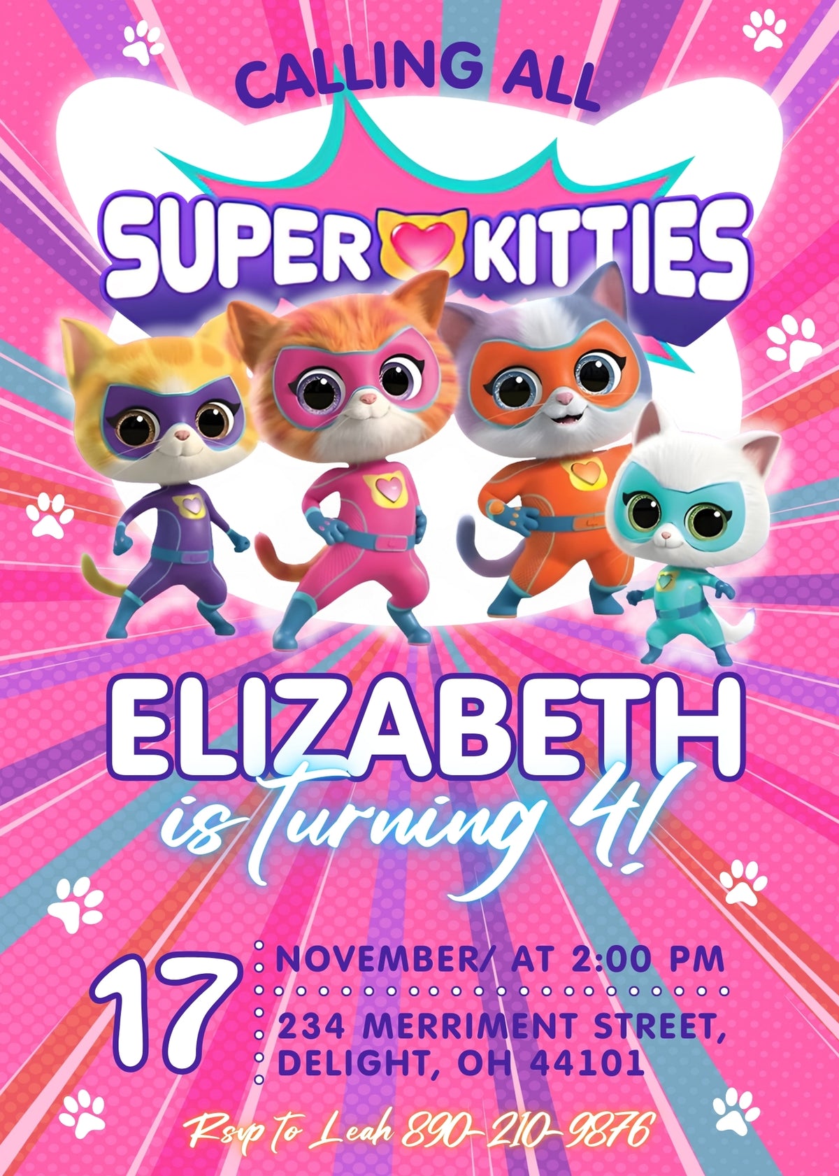 SuperKitties customizable invitation template | Share or Print | | AN078