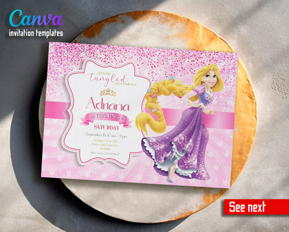 Rapuncel Princess Tangled customizable invite template girl | instant download | Share or Print | PR731