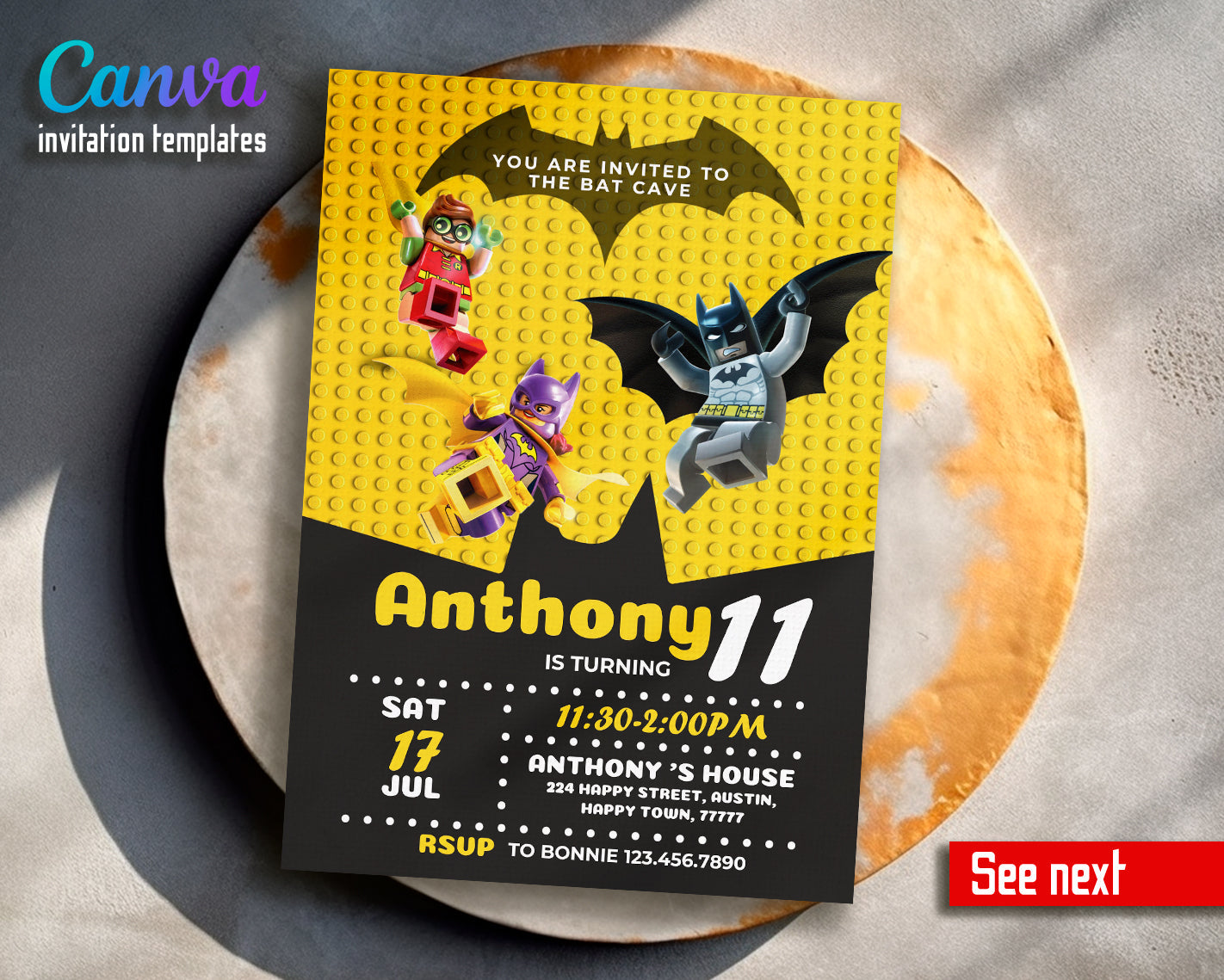 Lego customizable invite template boy | instant download | Share or Print | CZ156