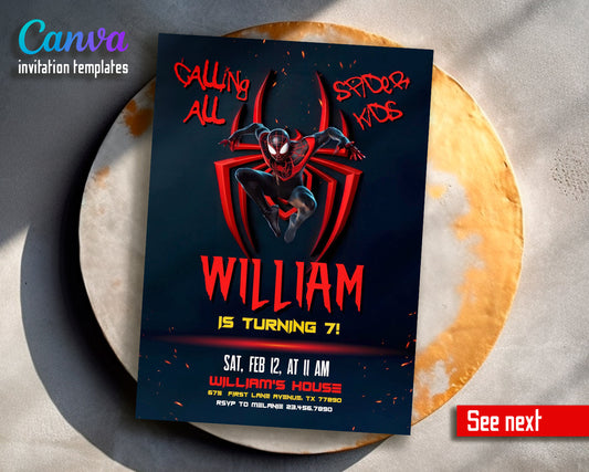 Spiderman customizable invite template boy | instant download | Share or Print | HS056