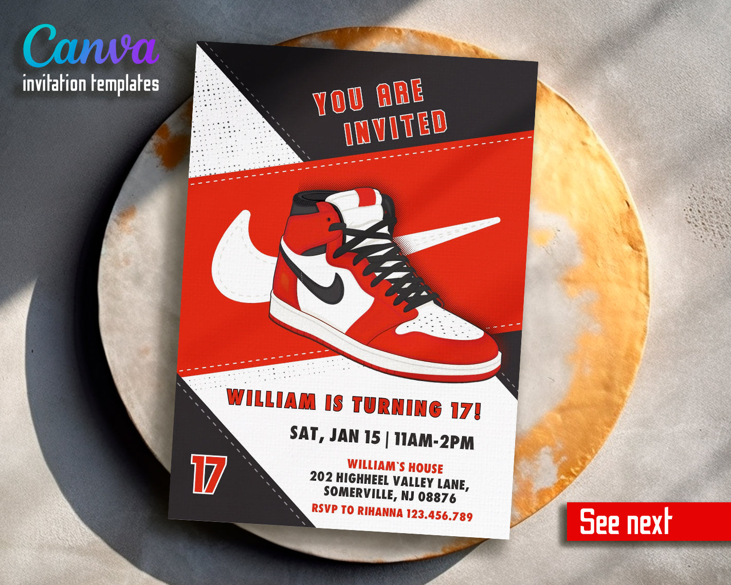 Sneaker Ball Air Jordan Nike customizable invite template | instant download | Share or Print | FA897
