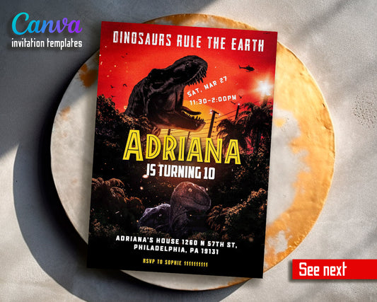 Jurassic World customizable invite template | instant download | Share or Print | BI368