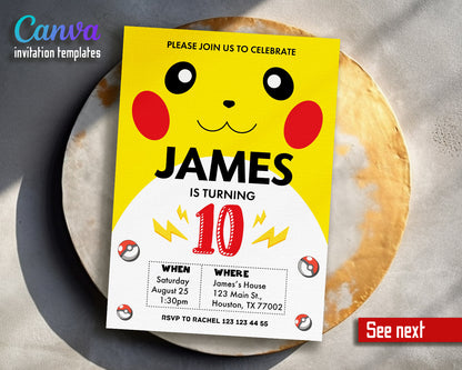 Pokemon customizable invite template | instant download | Share or Print | JB999