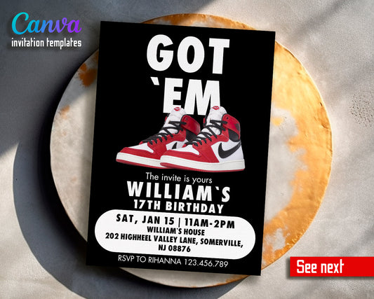 Sneaker Ball Air Jordan Nike customizable invite template | instant download | Share or Print | BF133