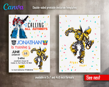 Transformers, Rescue Bots customizable invite template boy | instant download | Share or Print | AL847