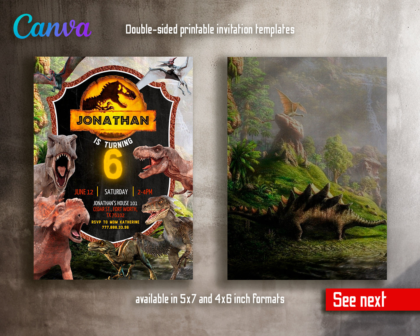 Jurassic Park customizable invite template | instant download | Share or Print | FP024