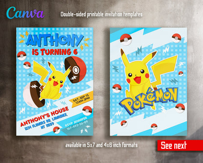 Pokemon customizable invite template | instant download | Share or Print | WO695