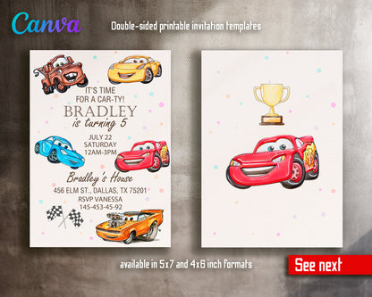 Cars Lighting McQueen customizable invite template | instant download | Share or Print | RA748