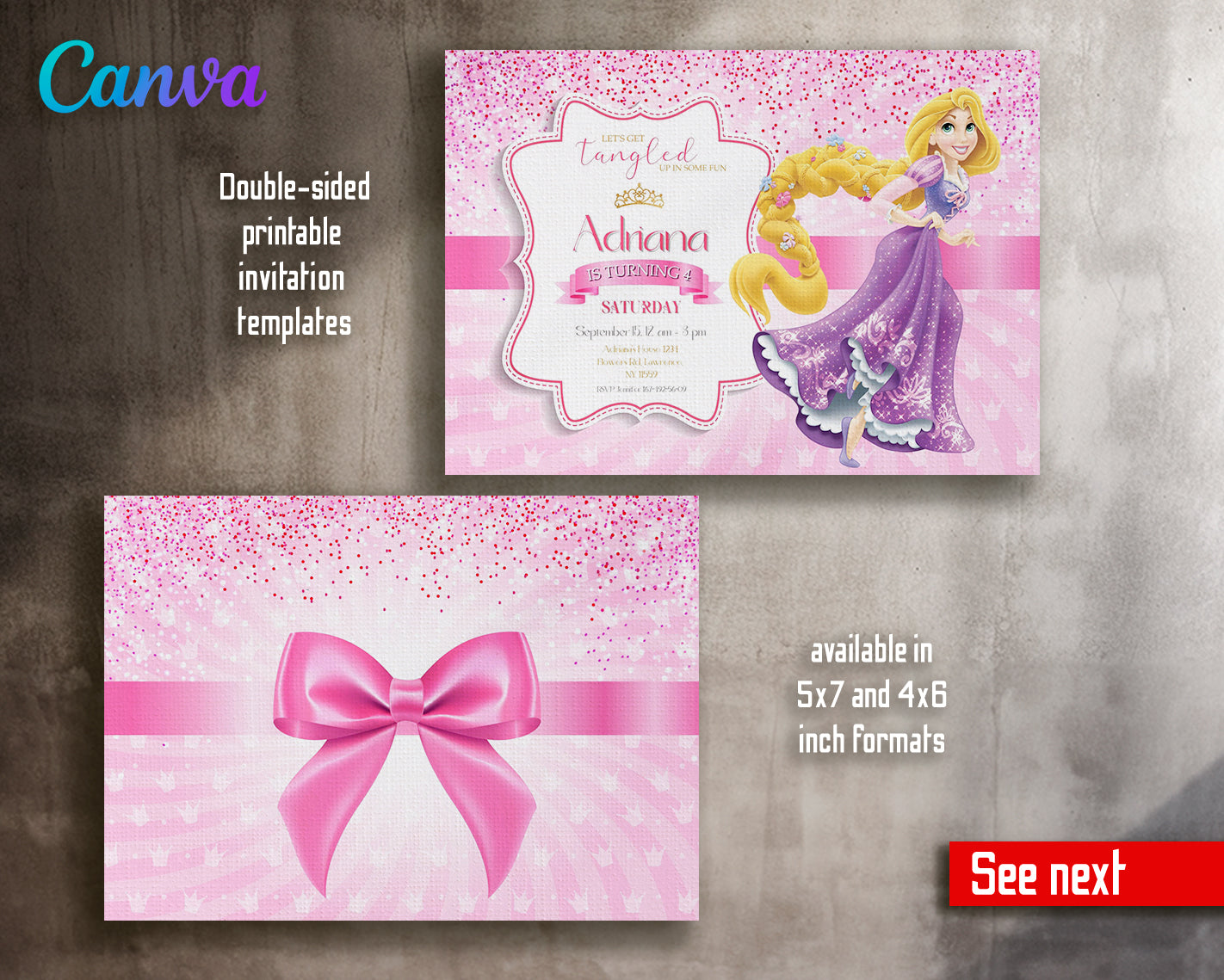 Rapuncel Princess Tangled customizable invite template girl | instant download | Share or Print | PR731