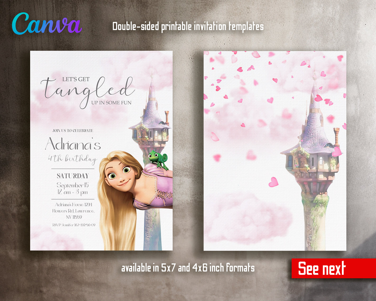 Rapuncel Princess Tangled customizable invite template girl | instant download | Share or Print | GW454