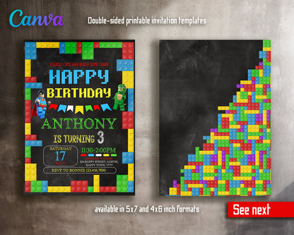 Lego customizable invite template boy | instant download | Share or Print | CR442