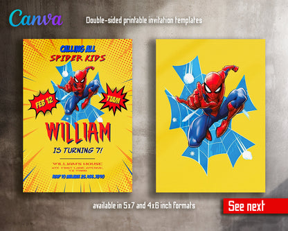 Spiderman customizable invite template | instant download | Share or Print | CS432