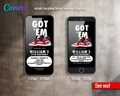 Sneaker Ball Air Jordan Nike customizable invite template | instant download | Share or Print | BF133