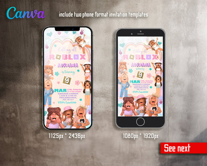 Roblox customizable invite template girl | instant download | Share or Print | IB746