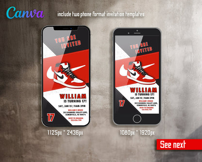 Sneaker Ball Air Jordan Nike customizable invite template | instant download | Share or Print | FA897