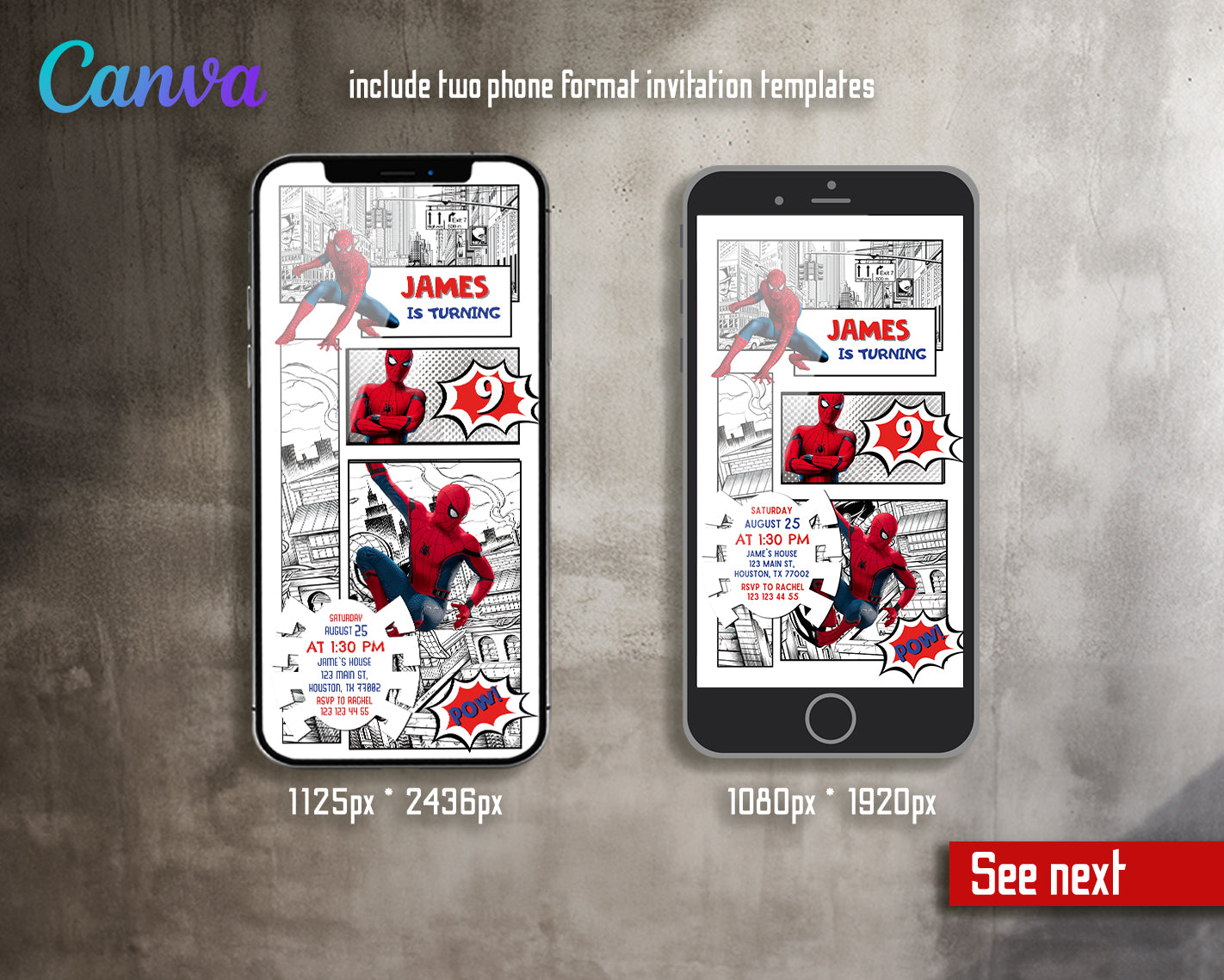 Spiderman customizable invite template | instant download | Share or Print | QH493