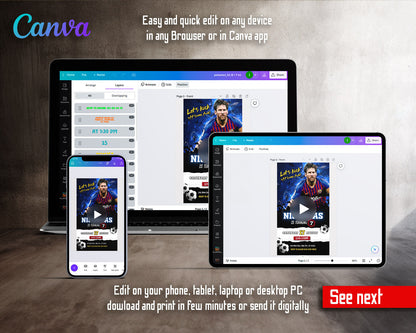 Messi Fifa Soccer Barcelona Star Stadium Crowd Video Birthday Invitation | Animated Evite | Editable Canva