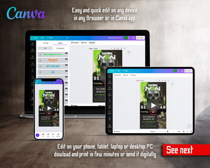 Call Of Duty Ghost Skull Crosshair Video Birthday Invitation | Animated Evite | Editable Canva