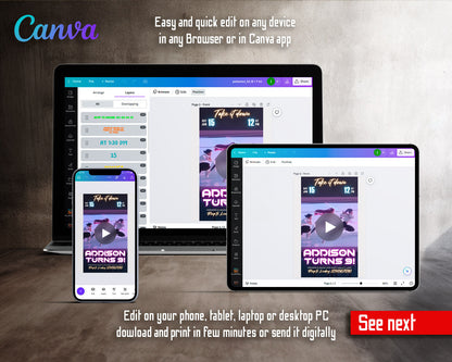 K-pop Demon Hunter Sword Fight Take Down Video Birthday Invitation | Animated Evite | Editable Canva